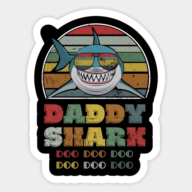 Daddy Shark Doo Doo Doo Vintage Shirt Funny Father's Day Sticker by Kelley Clothing